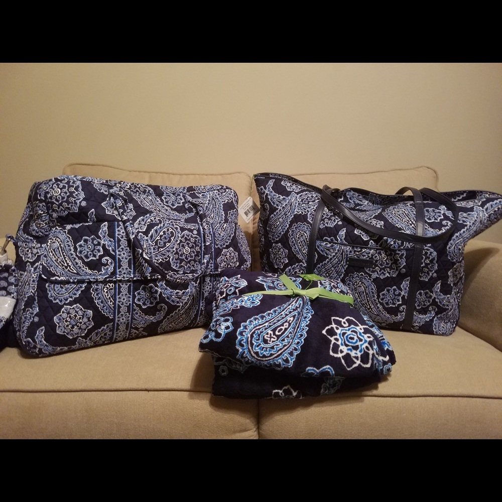 Vera Bradley travel bags + blanket